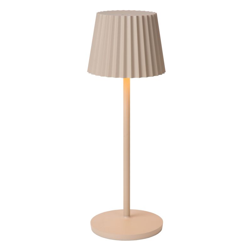 Lucide JUSTINE - Nabíjacia stolová lampa Vonkajšia - Batéria - LED Rozm. - 1x2W 2700K - IP54 - S bezdrôtovou nabíjacou podložkou - Krém